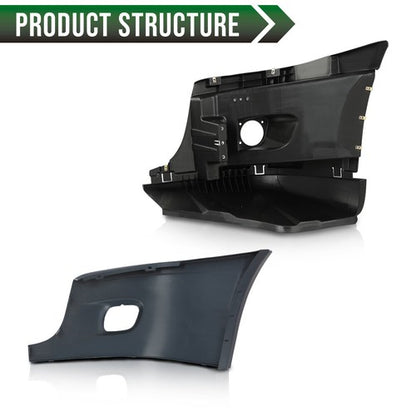 Solid Spare Fit For 08-17 Freightliner Bumper Right Reinforcement & Cover W/ Fog Hole