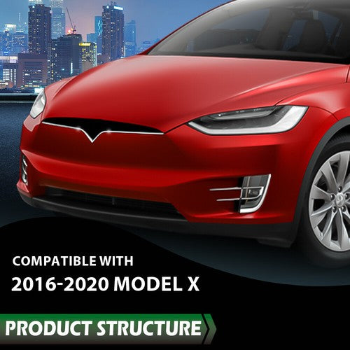 Solid Spare Front Bumper Upper Grille Trim Molding Chrome Fit For 2016-2020 Tesla Model X