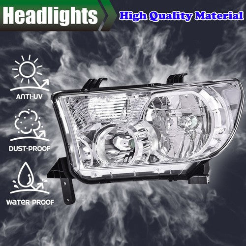Solid Spare Headlights Left+Right Chrome Fit For Toyota 2007-2013 Tundra 2008-2017 Sequoia
