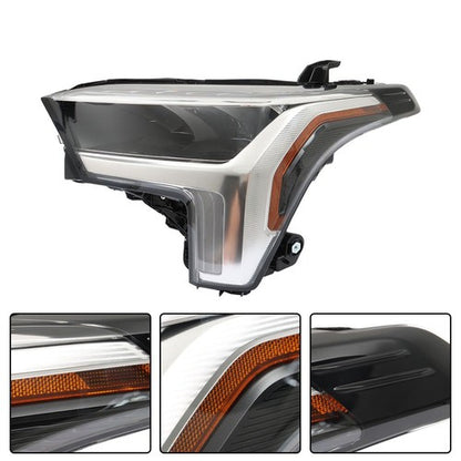 Solid Spare For Toyota Tundra 2022-2023 LH/Driver Side LED Black Clear Headlight Headlamp