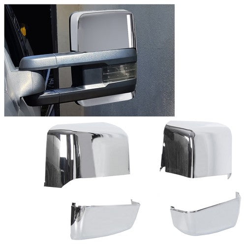 Solid Spare Pair Chrome Tow Mirror Cap Cover For 2014-2018 2019 Chevy Silverado GMC Sierra