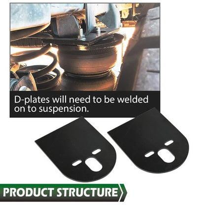 Solid Spare 2500lb 2600lb Pair Steel Upper D Plate Mounting Brackets Air-Bag Suspension