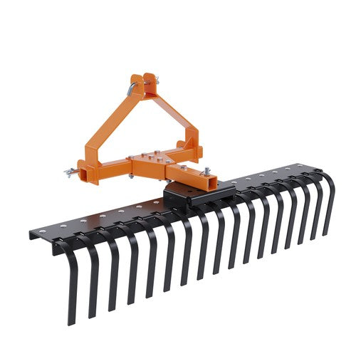 Solid Spare Cat 0 Tractor Attachment 50" 3-Point Landscape Rake Rock Rake Suitable for lawns