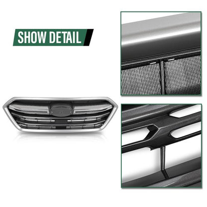 Solid Spare Fit For 2018-2019 Subaru Outback Front Bumper Upper Grille Grill Black Silver