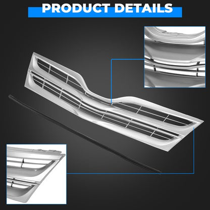 Solid Spare Fits Toyota Venza 2013-2016 Front Upper Grille Grill Silver Factory Replacement