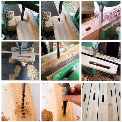 Solid Spare 7 Pcs Woodworking Square Hole Mortise Drill Bit High Speed Steel Chisel Bit