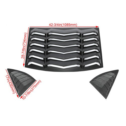 Solid Spare Rear & Side Window Louvers Cover For 2010-2015 2011 2012 2013 2014 Chevy Camaro