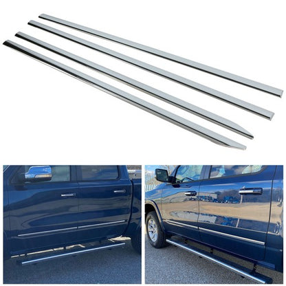 Solid Spare For Dodge Ram 1500 2019-2025 2022 2023 Crew Cab Chrome Body Side Molding Trim