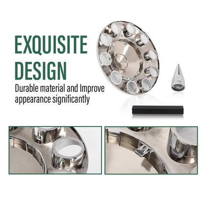 Solid Spare For Semi Truck Wheel Cover 33mm Nut Covers Front Hub Cover Set Silver Spiked
