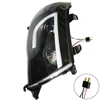 Solid Spare For Toyota Tacoma 2005-2011 Black LED Tube Projector Headlights Headlamp Pair