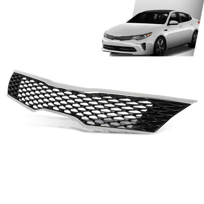 Solid Spare Fit For 2016-2018 Kia Optima SX SXL Front Bumper Upper Grille Black & Chrome