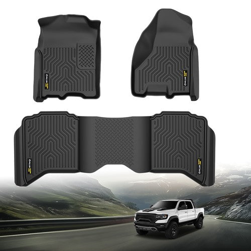 Solid Spare TPE Floor Mats Liners Fit For 2009-2018 Dodge Ram 1500 Crew Cab All Weather