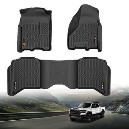 Solid Spare TPE Floor Mats Liners Fit For 2009-2018 Dodge Ram 1500 Crew Cab All Weather