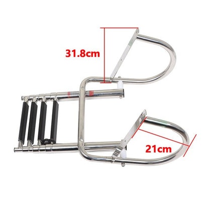 Solid Spare 1PC 4 Step Stainless Steel Telescoping Boat Ladder with Pedal & Hand Railing