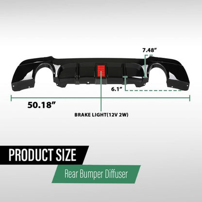 Solid Spare Rear Bumper Diffuser w/ Light Fit For 2007-2013 BMW E92 E93 3 Series M Sport