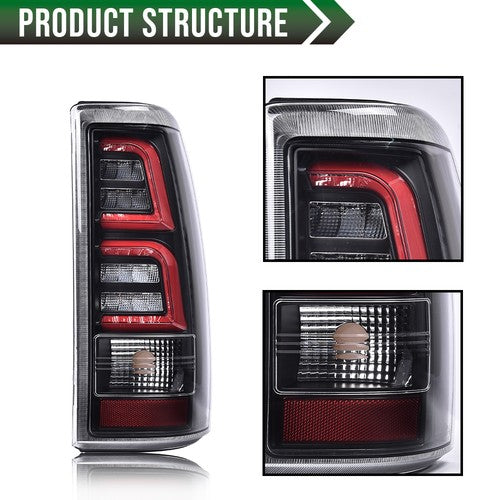 Solid Spare Black LED Tail Lights Fit for 99-06 Chevy Silverado 99-02 GMC Sierra 1500 2500