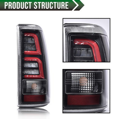 Solid Spare Black LED Tail Lights Fit for 99-06 Chevy Silverado 99-02 GMC Sierra 1500 2500