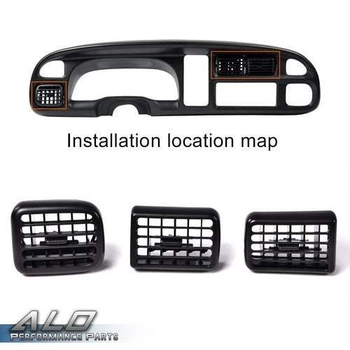 Solid Spare A/C Heater Dash Bezel Vents Fit For 98-02 Dodge Ram 1500 2500 3500 Dashboard