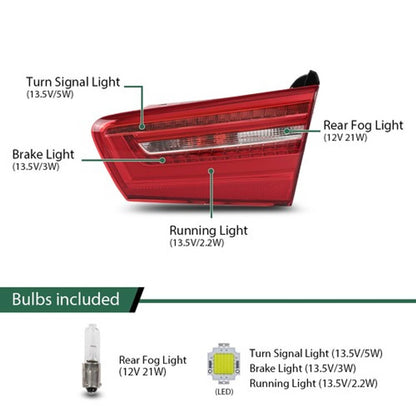 Solid Spare Fit For 2012-2015 Audi A6 C7 Sedan Trunk Inner Rear Tail Light Lamp Right Side