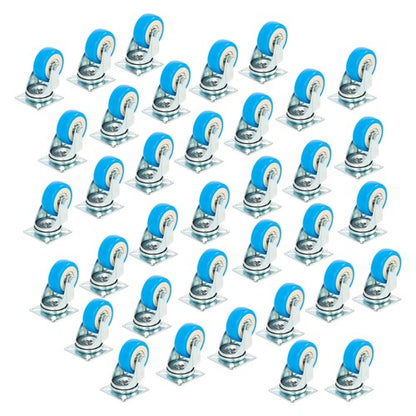 Solid Spare 36 Pack Caster Swivel Plate On Blue Polyurethane Wheels 2" Size Wheels No Brake