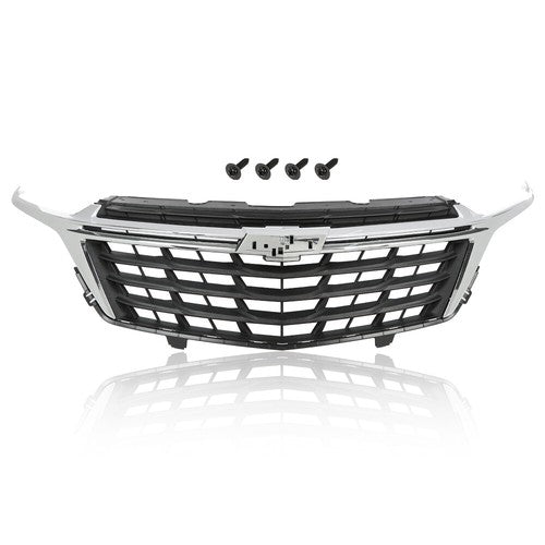 Solid Spare Front Bumper Upper Grille Grill Black Chrome Fit For 2022-2023 Chevrolet Equinox