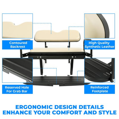 Solid Spare For Yamaha Drive G29 2007-2016 Golf Cart Flip Rear Back Seat Kit w/Beige Cushion