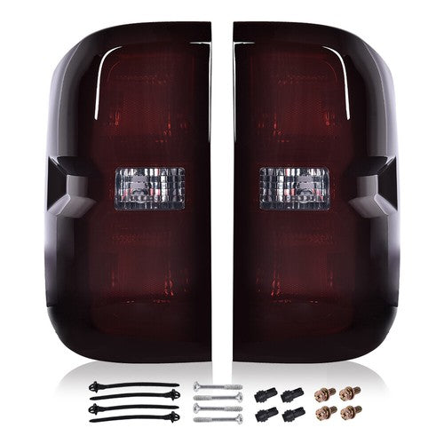 Solid Spare Fit For 14-2019 Chevy Silverado Smoke Tail Lights Brake Lamps W/O Wiring Harness