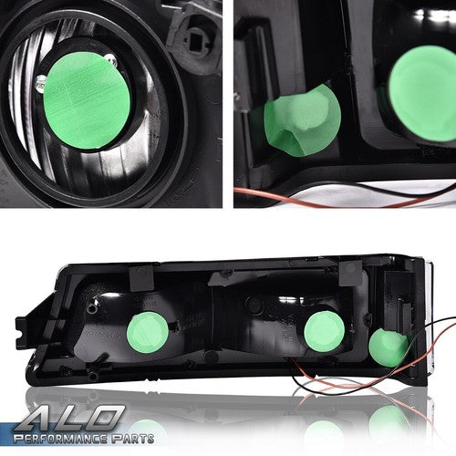 Solid Spare Fit For 2003-2007 Chevy Silverado/Avalanche LED DRL Black Headlights+Fog Lights
