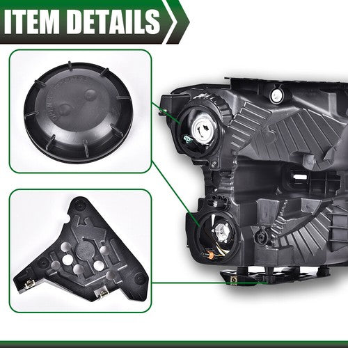 Solid Spare Fit For 15-17 Ford F-150 Smoke Lens Chrome Housing Headlights Headamps LH RH