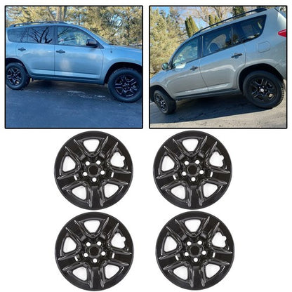 Solid Spare 4 17" Black Wheel Skins Hub Caps Full Rim Skin Covers For Toyota RAV4 2006-2012