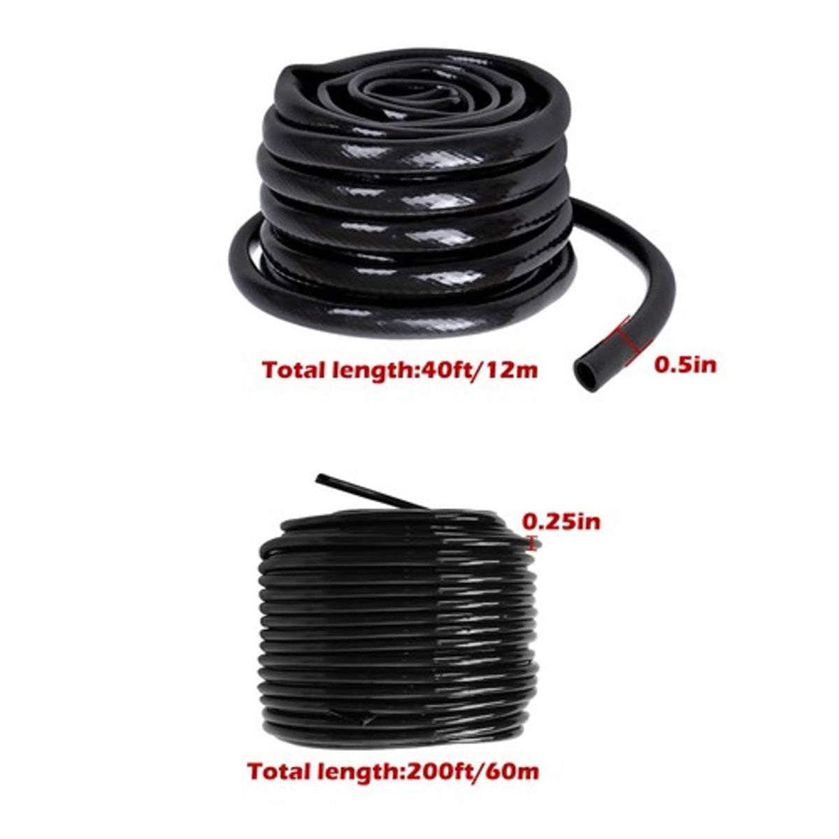 Solid Spare Drip Irrigation System Kit 240FT with 1/2 Inch Hose 1/4 Inch Distribution Tubing