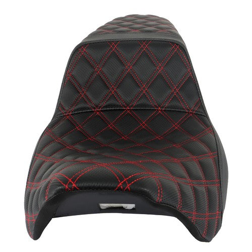 Solid Spare Step-Up Seat For Touring Road King Electra Street Glide Red Lattice Stitch US