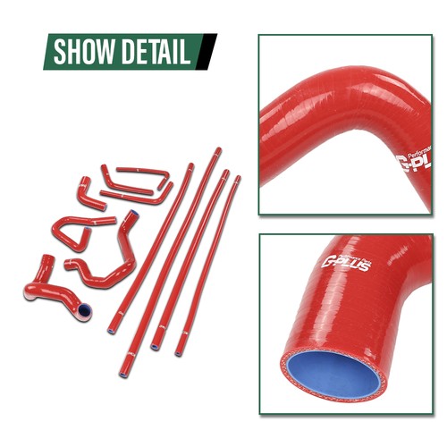 Solid Spare Fit For 88-94 Ford F-Series Bronco 5.0L/5.8L Silicone Radiator Hose Kit Red
