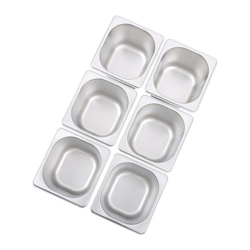 Solid Spare 6 Pack 6 Inch Deep Thickened 1/6 Size Stainless Steel Steam Table Pans