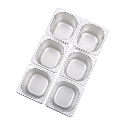 Solid Spare 6 Pack 6 Inch Deep Thickened 1/6 Size Stainless Steel Steam Table Pans