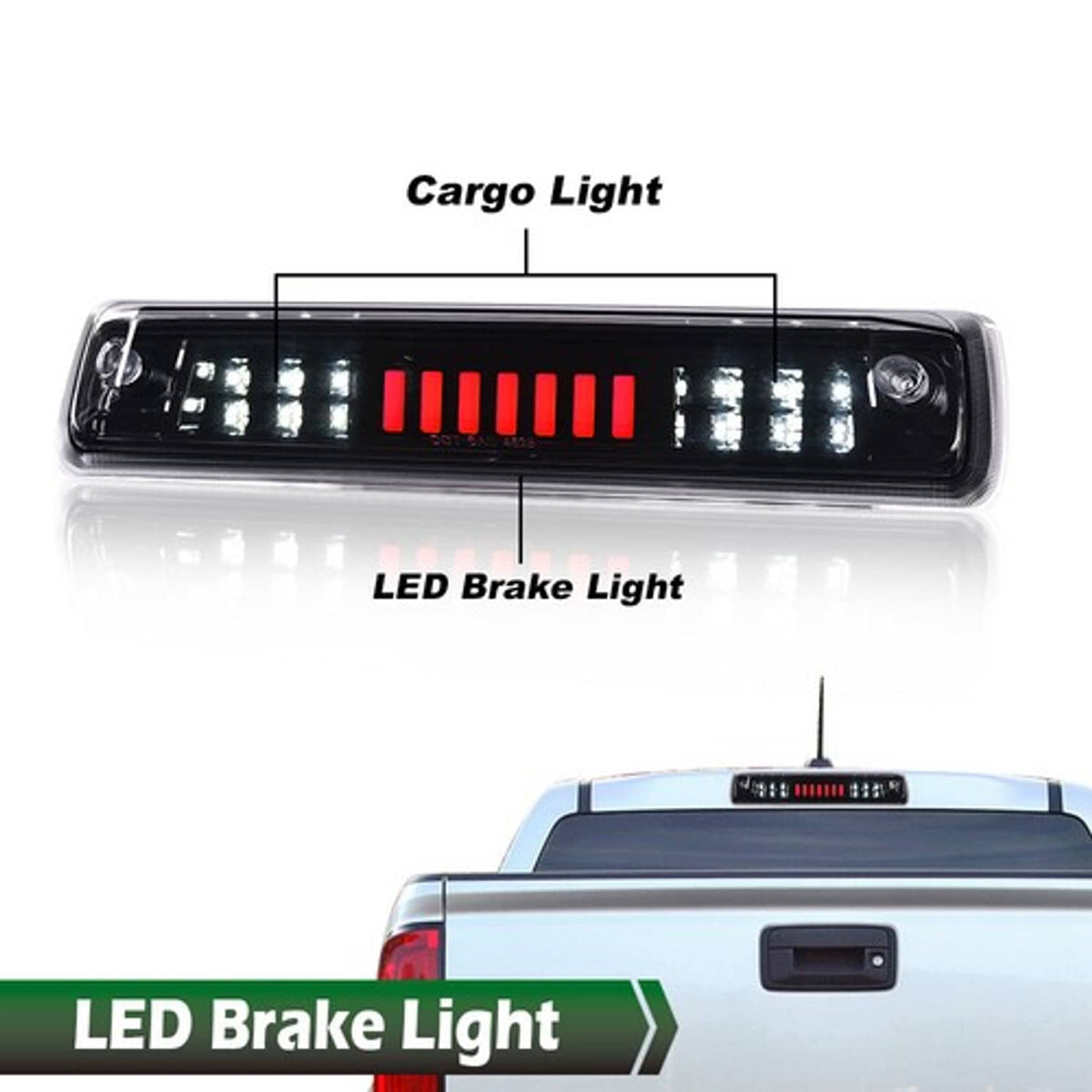 Solid Spare Fit For 15-18 Colorado Canyon Clear/Black LED 3rd Brake Light Cargo Lamp