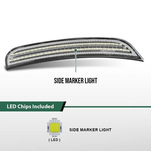 Solid Spare Fit For 2015-2022 Dodge Charger LED Side Marker Lights Front+Rear Fender Lamps