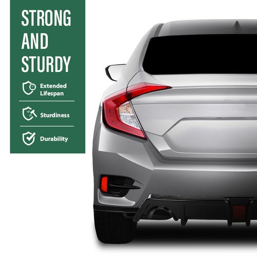 Solid Spare Fit For 2016-2021 Honda Civic Black Rear Lip Diffuser Body Kit w/ LED Light