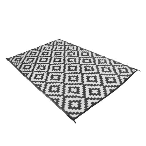 Solid Spare Outdoor Rug Outdoor Indoor RV Mat Carpet For Patio Backyard Black & White 6x9 ft
