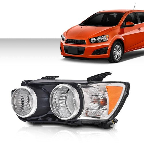 Solid Spare Fit For 12-16 Chevrolet Sonic Chrome Bezel Headlight Lamp Left Driver Side