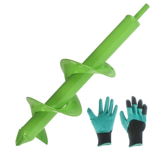 Solid Spare Garden Planting Auger 3x12Inch,Heavy Duty Solid with Thickened Spirals Green