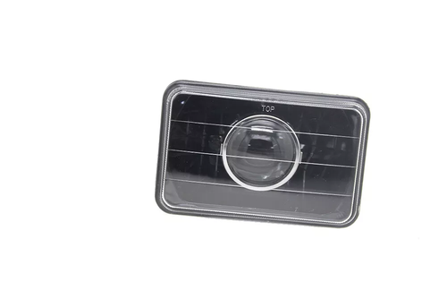 4x6" Clear Glass Lens Diamond Cut Black Semi Sealed Beam Headlights Headlamps