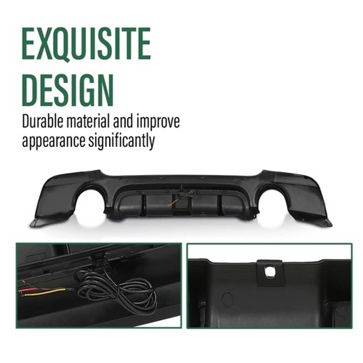 Solid Spare Rear Bumper Diffuser w/ Light Fit For 2007-2013 BMW E92 E93 3 Series M Sport