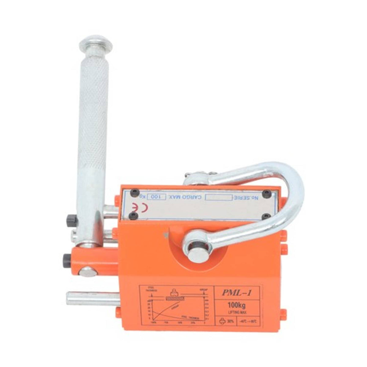 Solid Spare Orange Permanent Magnetic Lifter Hoist 220 lbs/100 kg 2.5 Safety Factor
