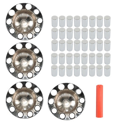 Solid Spare Semi Truck 33mm Chrome Wheel Axle Covers w/ Hub Caps Lug Nuts