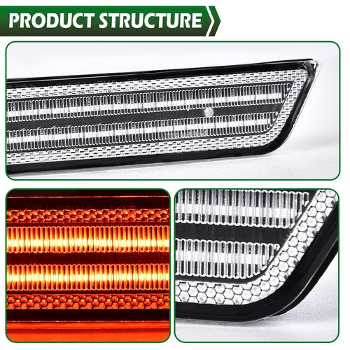Solid Spare Fit For 10-15 Chevrolet Camaro Clear LED Side Marker Lights Rear Left+Right