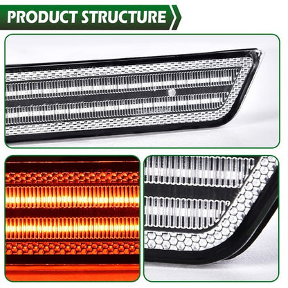 Solid Spare Fit For 10-15 Chevrolet Camaro Clear LED Side Marker Lights Rear Left+Right