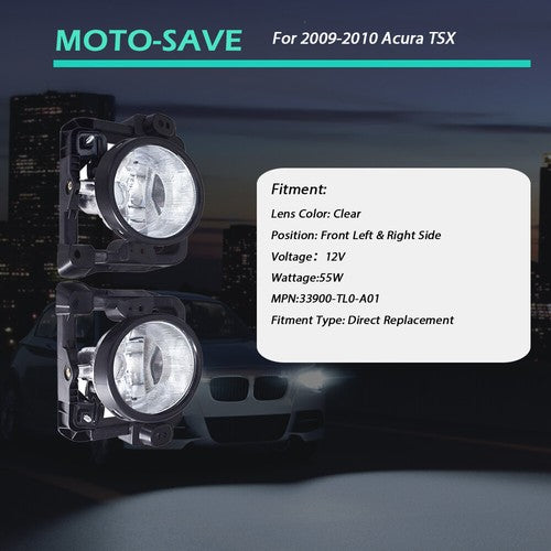 Solid Spare Fog Light Assembly w/Bulbs For Acura TSX 09-10 33900/33950-TL0-A01 L+R Side