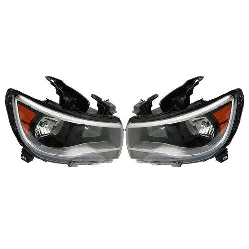 Solid Spare For Chevy Colorado 2015-2022 LH+RH Headlights Headlamps Clear Lens Halogen Black