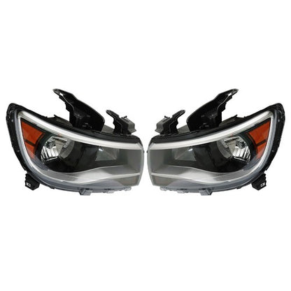 Solid Spare For Chevy Colorado 2015-2022 LH+RH Headlights Headlamps Clear Lens Halogen Black